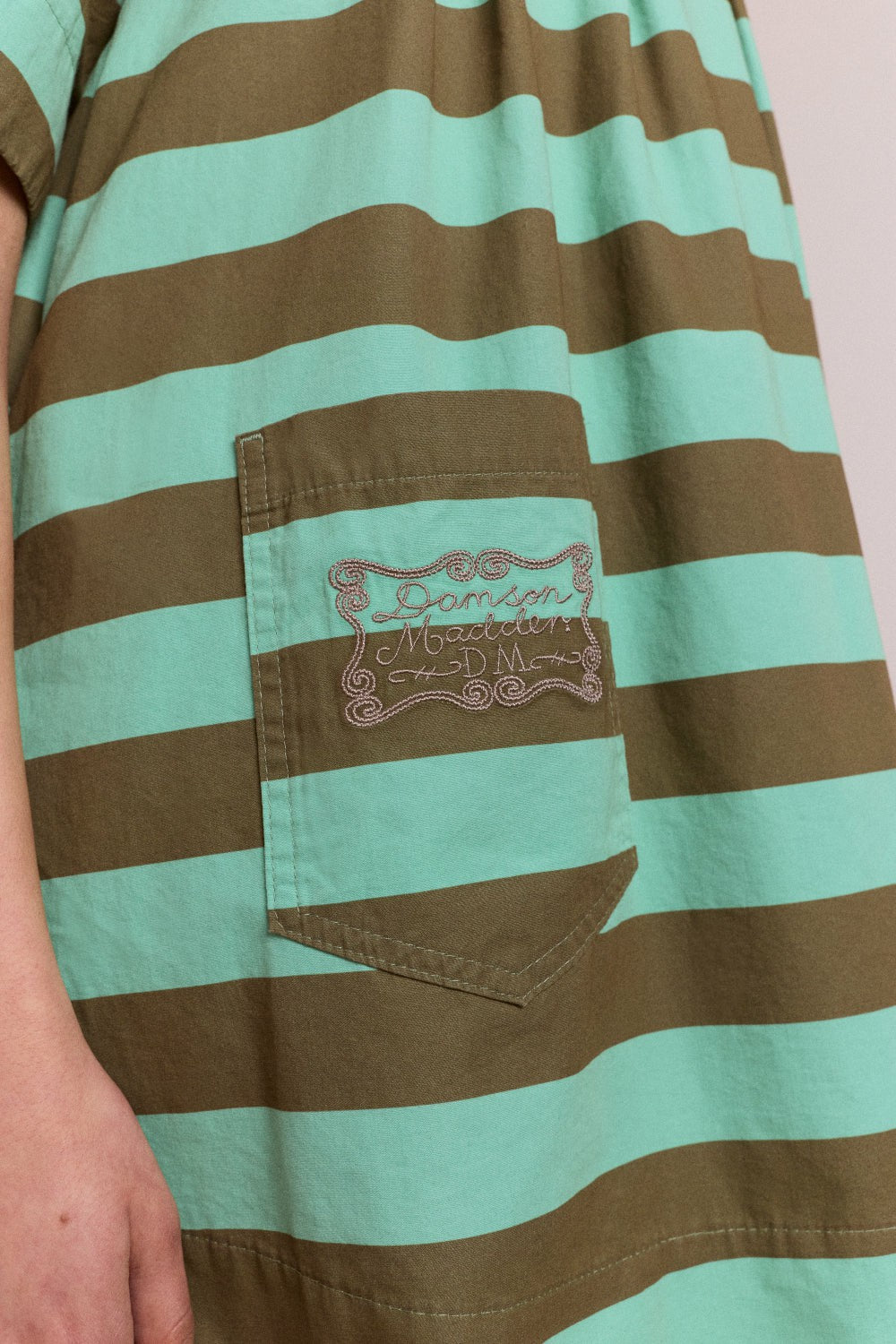 maggie mini polo dress - aqua olive stripe