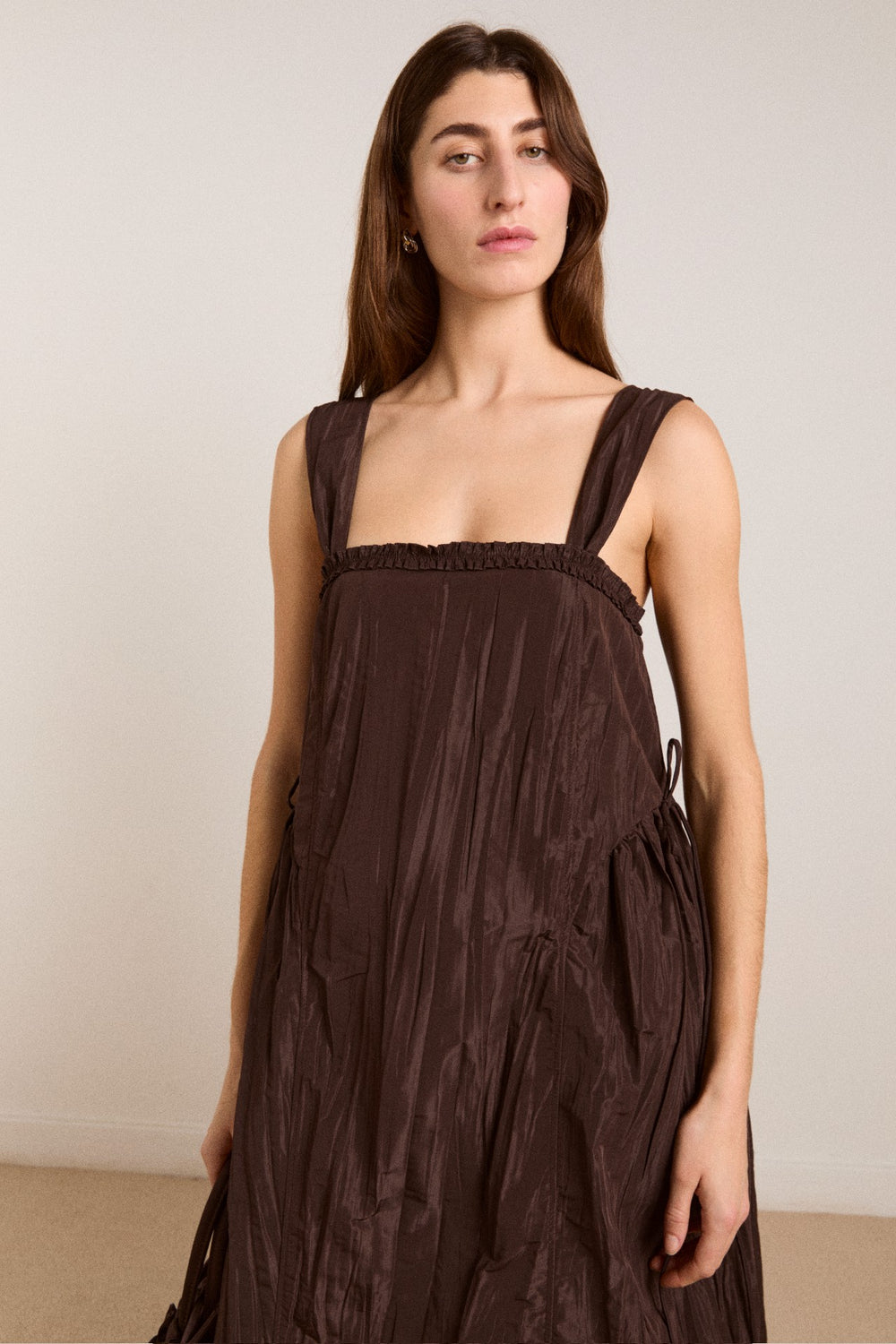 elina midi dress - choc taffeta