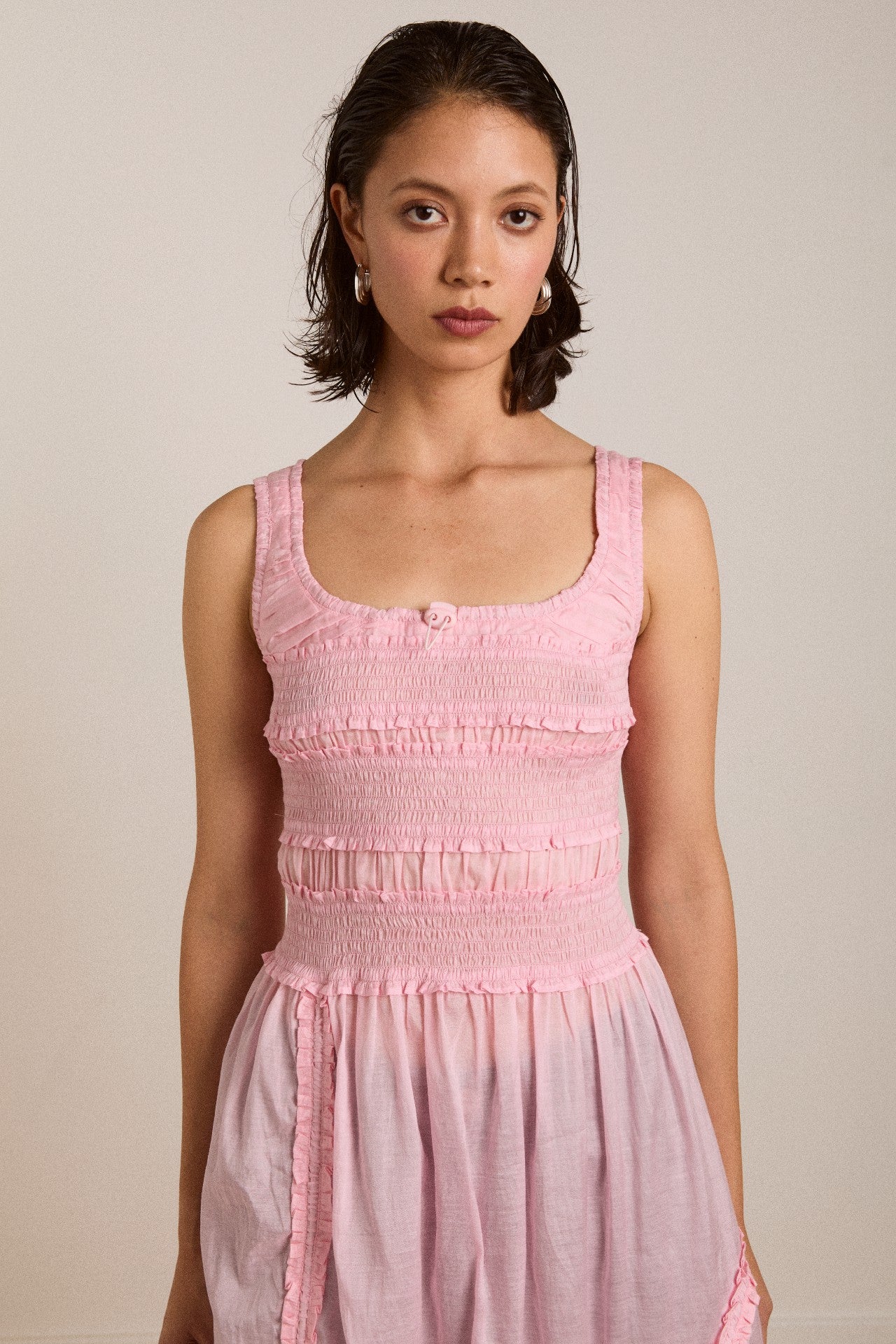 cynthia sheer midi dress - pale pink