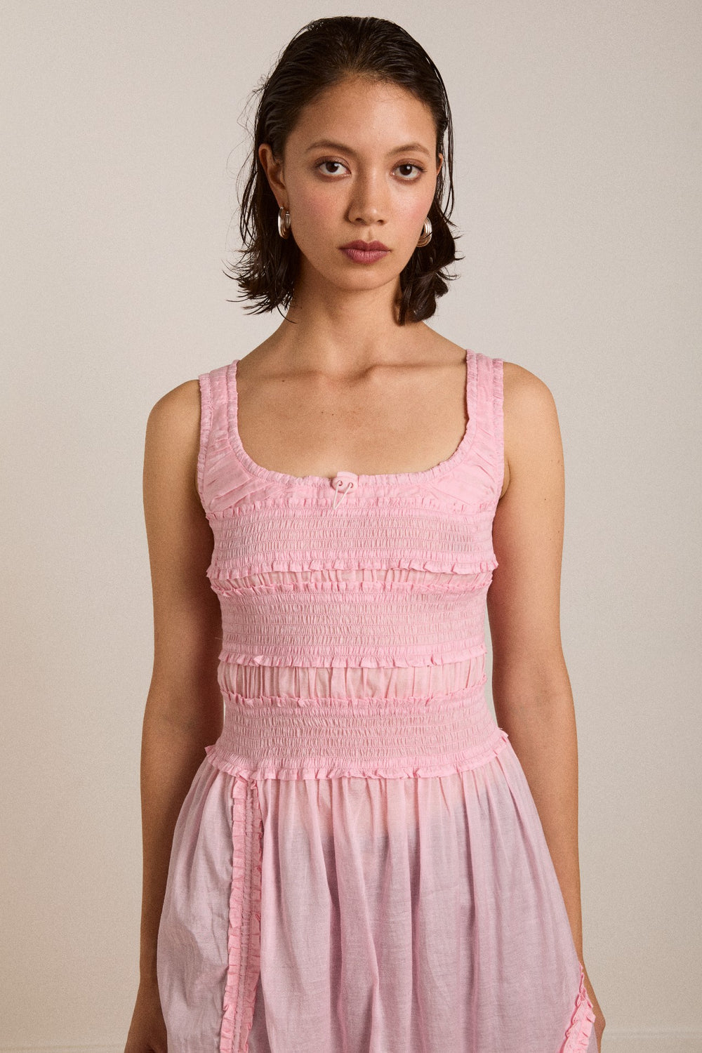 cynthia sheer midi dress - pale pink