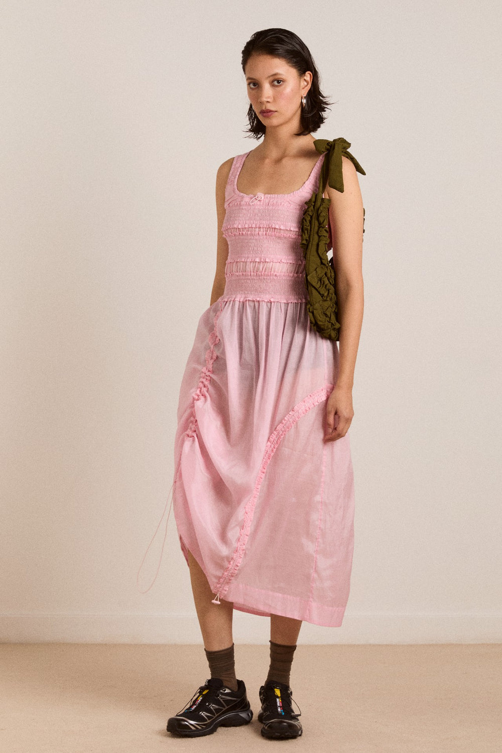 cynthia sheer midi dress - pale pink