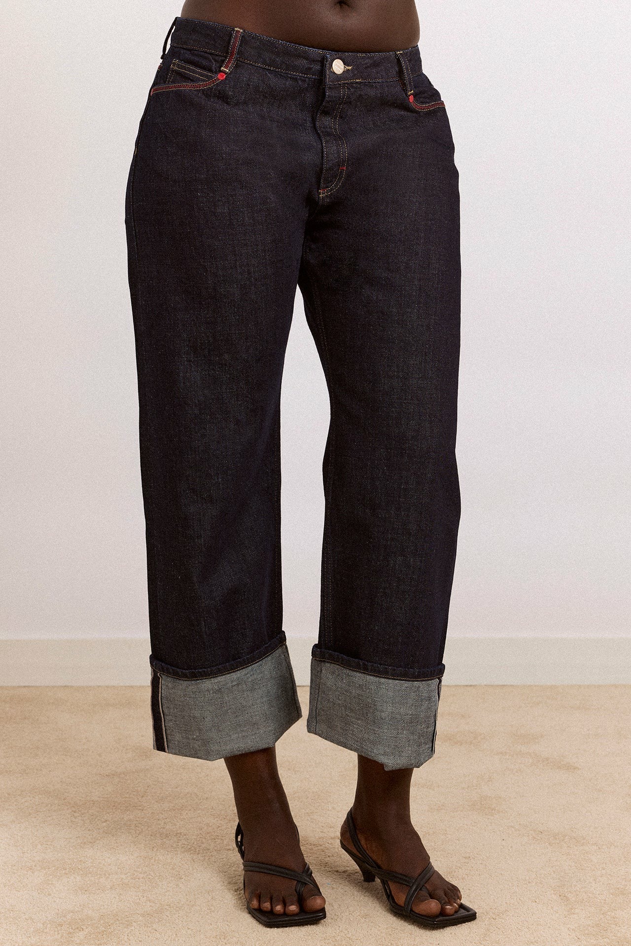 straight leg montana turn up jean -indigo selvedge