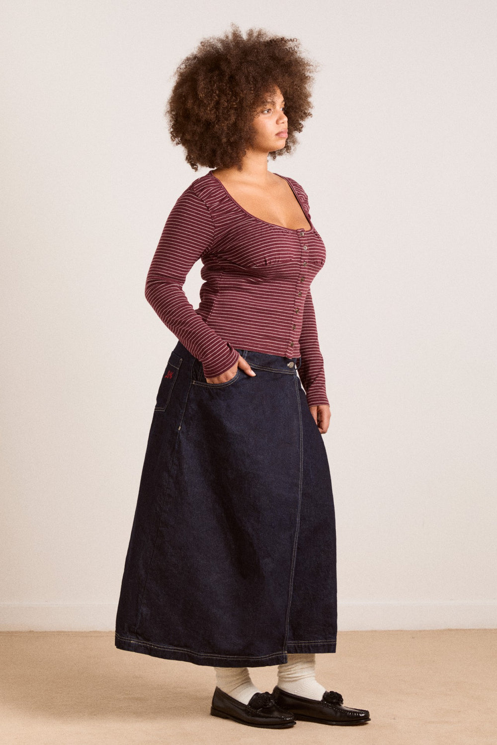 raye denim skirt - dark indigo