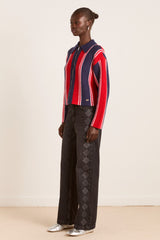 sylvie jeans - grey argyle