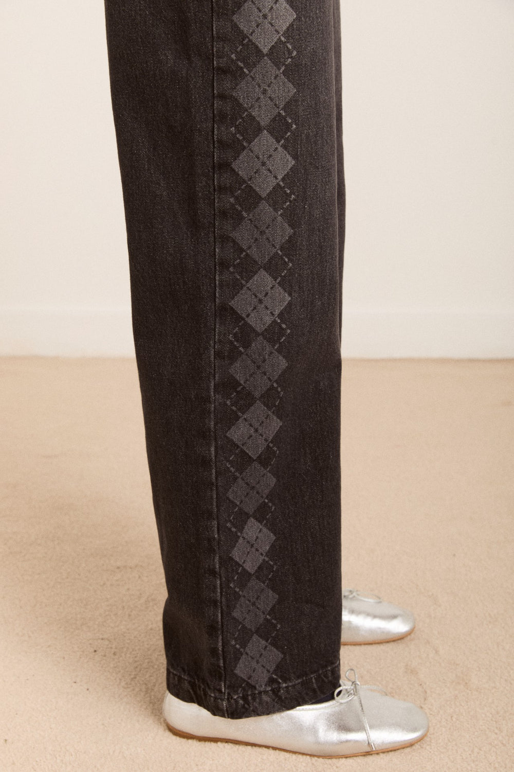 sylvie jeans - grey argyle