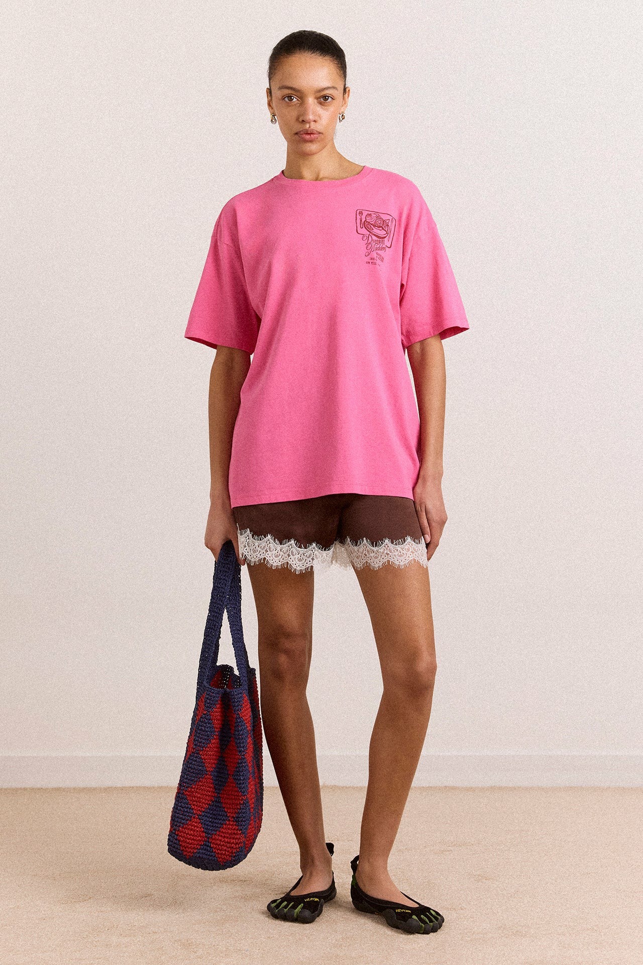 charis satin lace shorts - choc