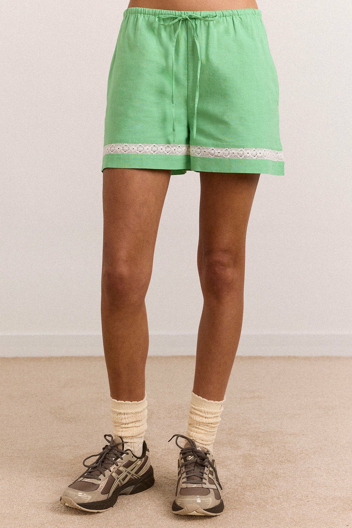 jovie lace insert shorts - mint