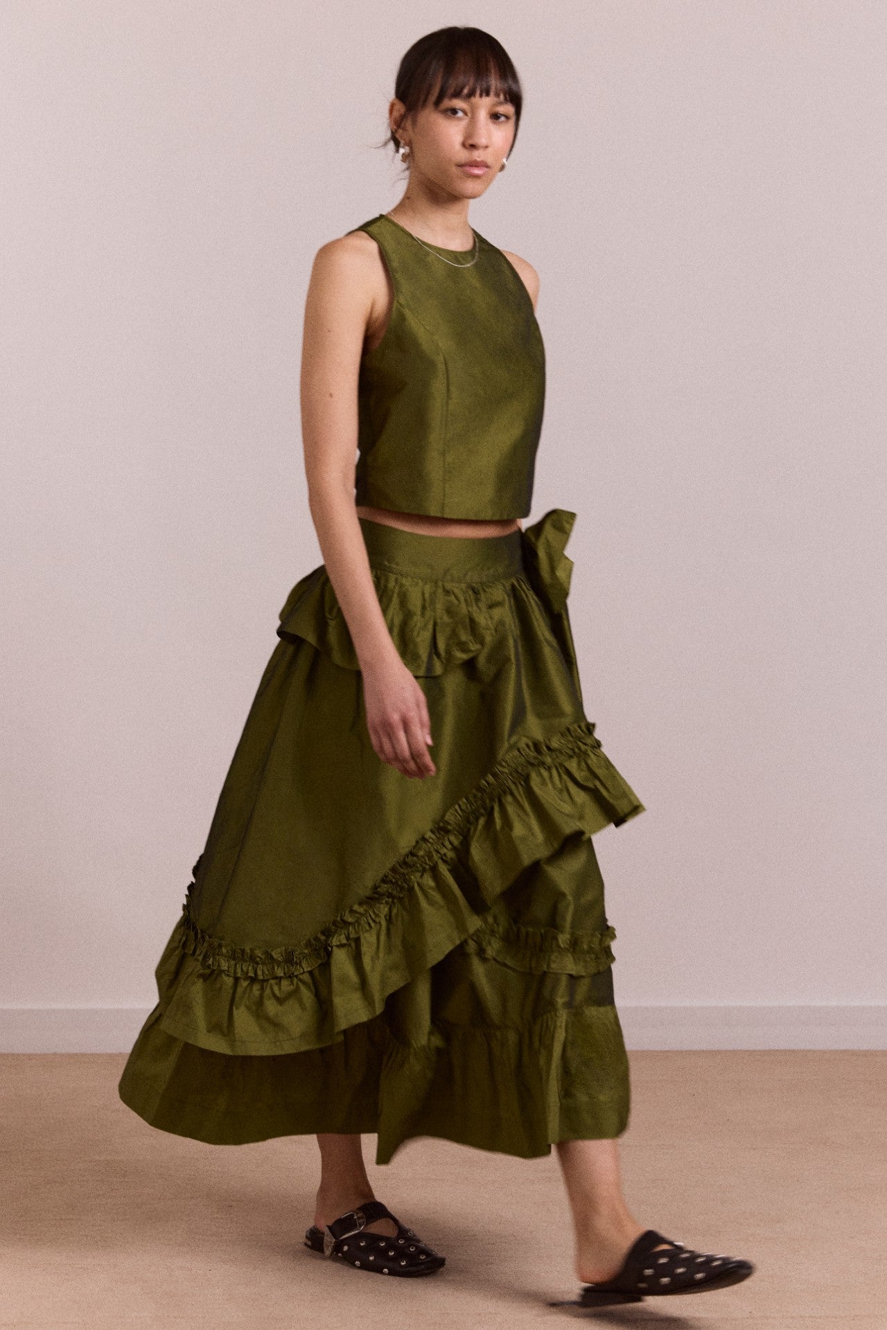 constance midi skirt - olive