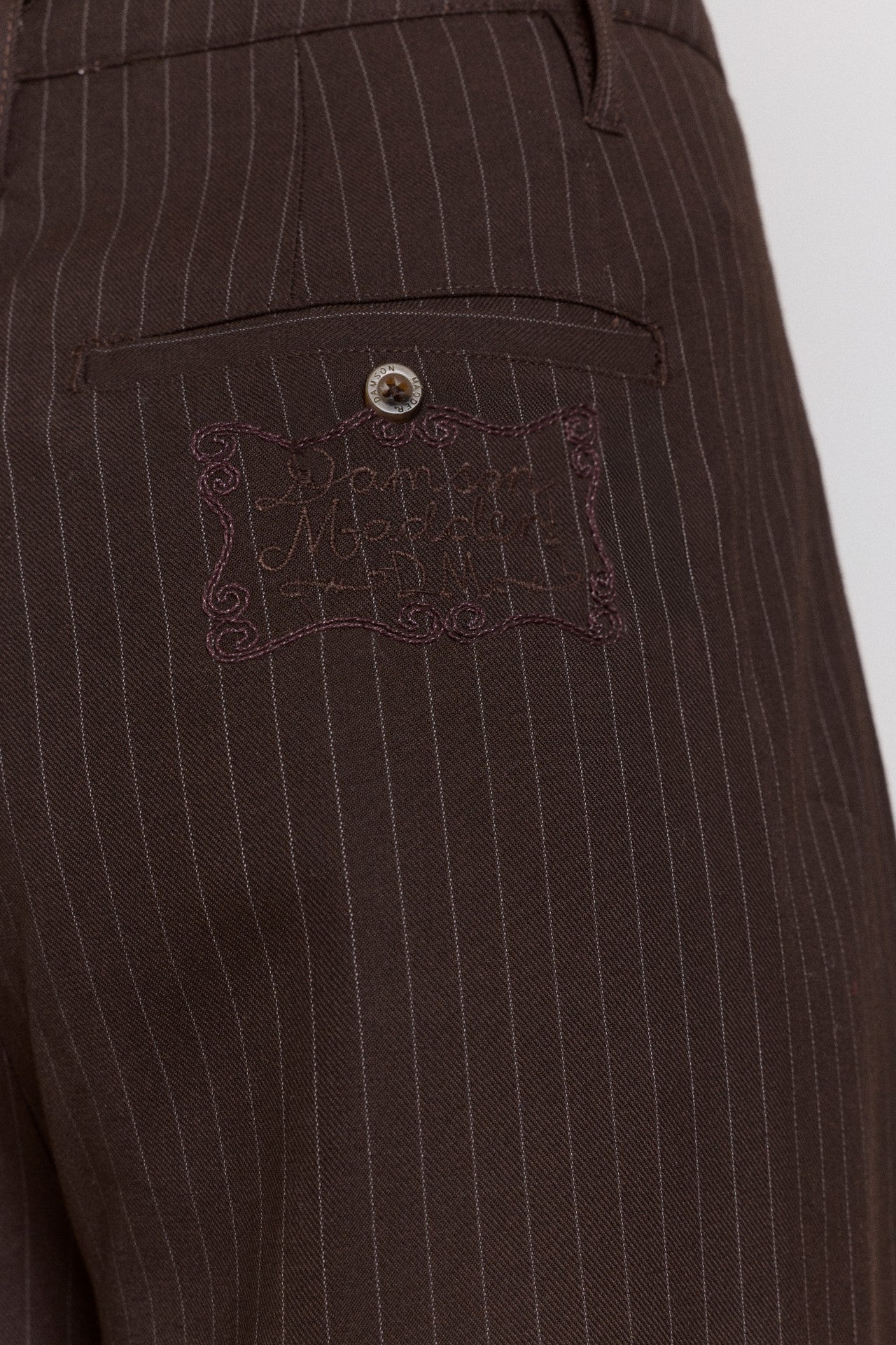 fabia trouser - choc pinstripe