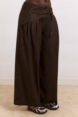 fabia trouser - choc pinstripe