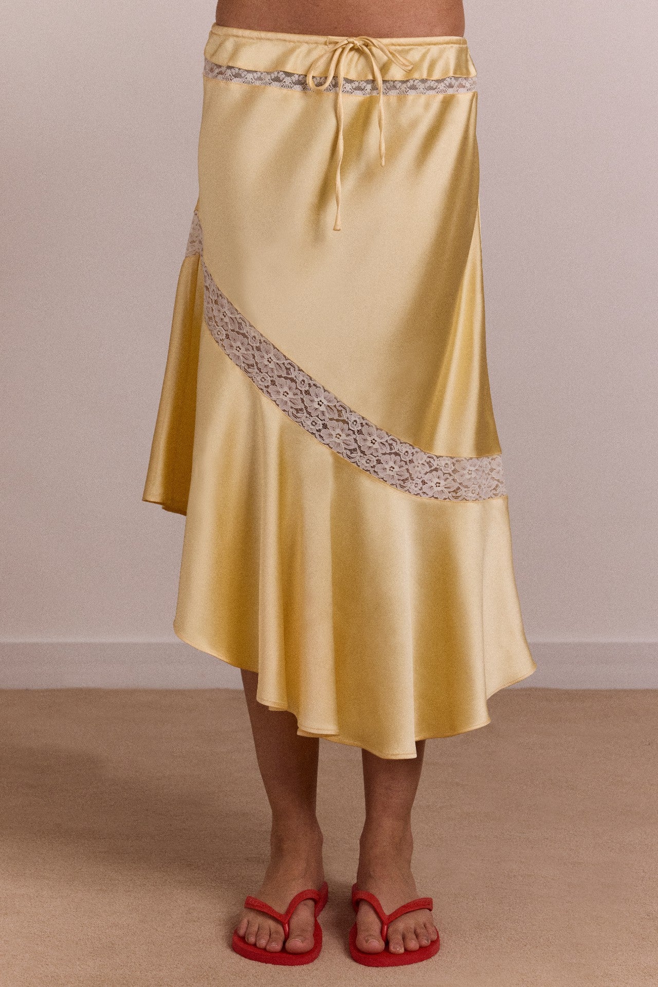 delphia satin midi skirt - butter