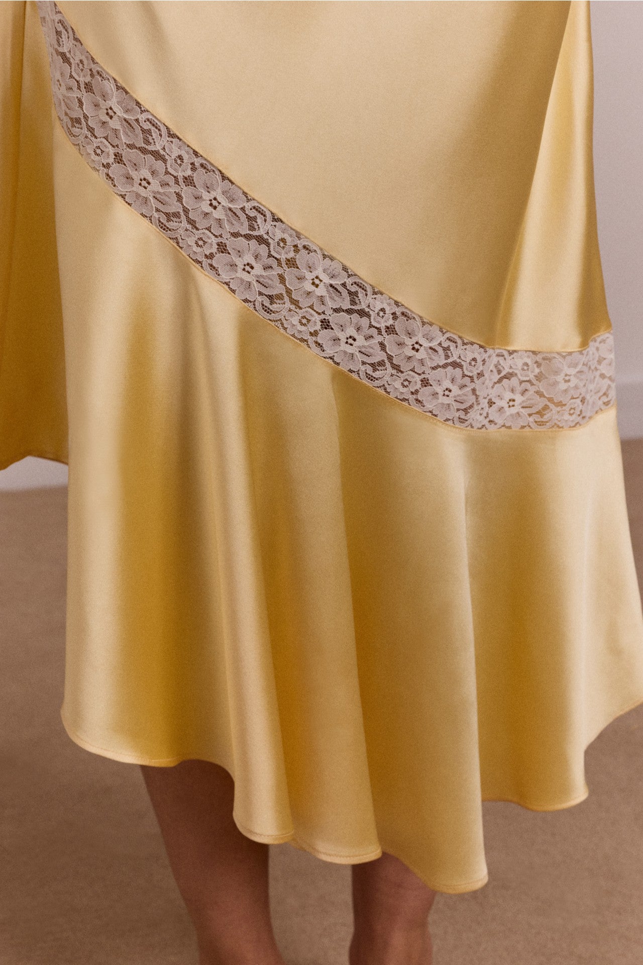 delphia satin midi skirt - butter