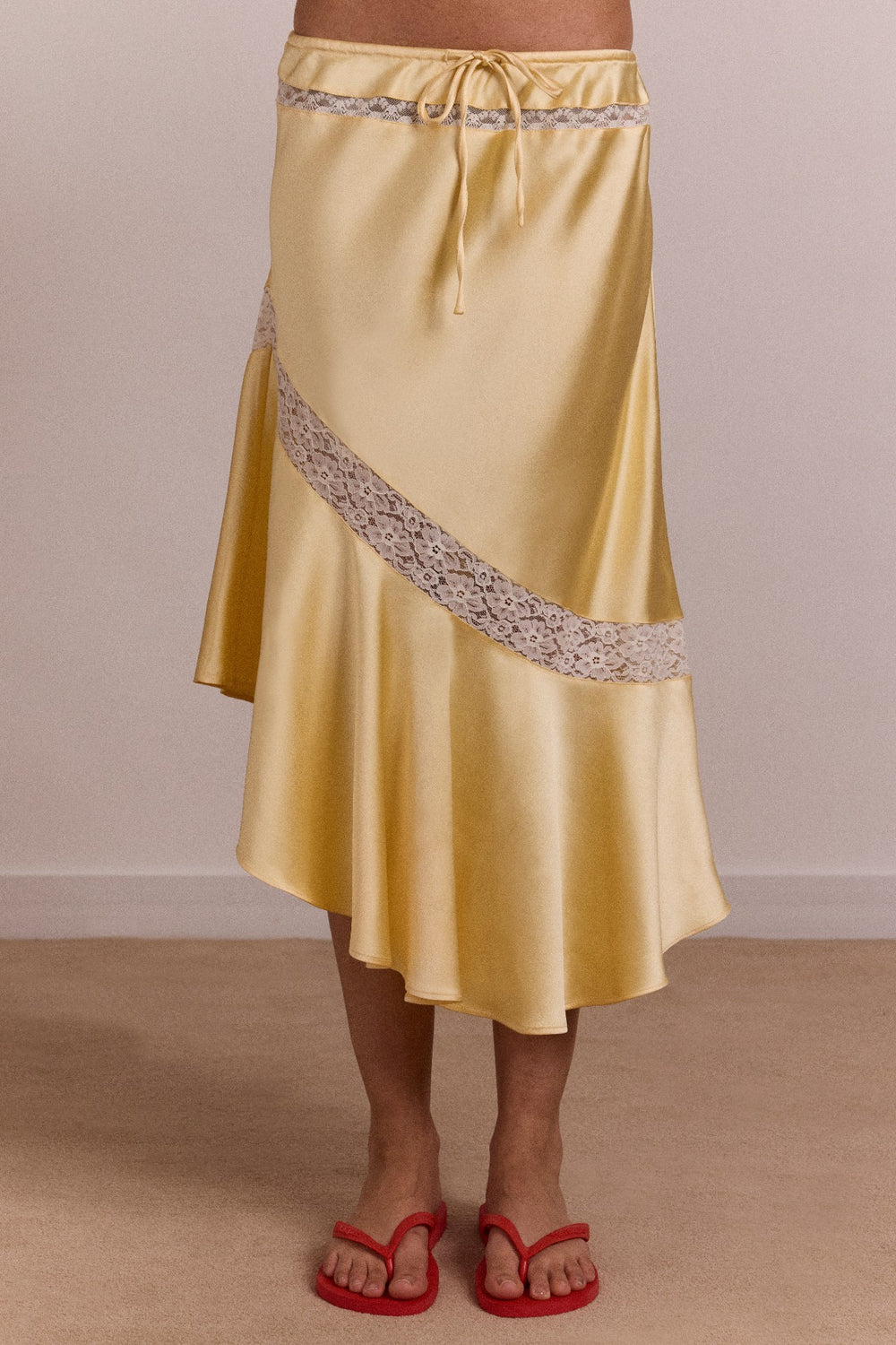 delphia satin midi skirt - butter