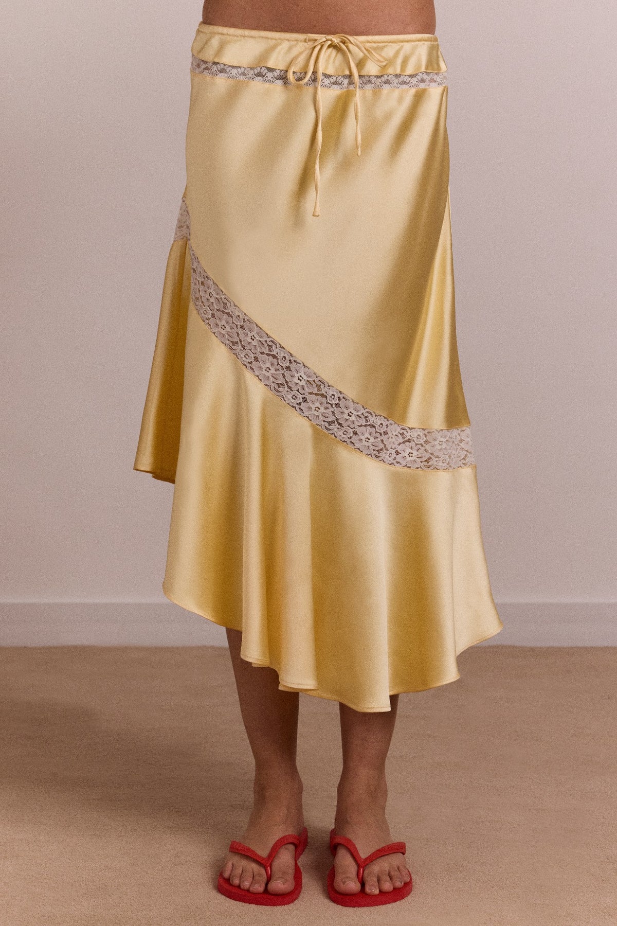 delphia satin midi skirt - butter