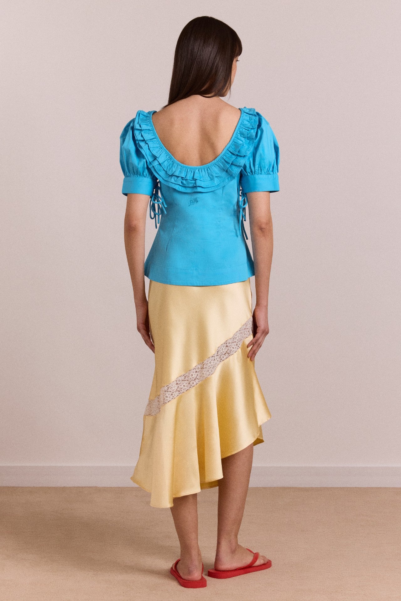 delphia satin midi skirt - butter