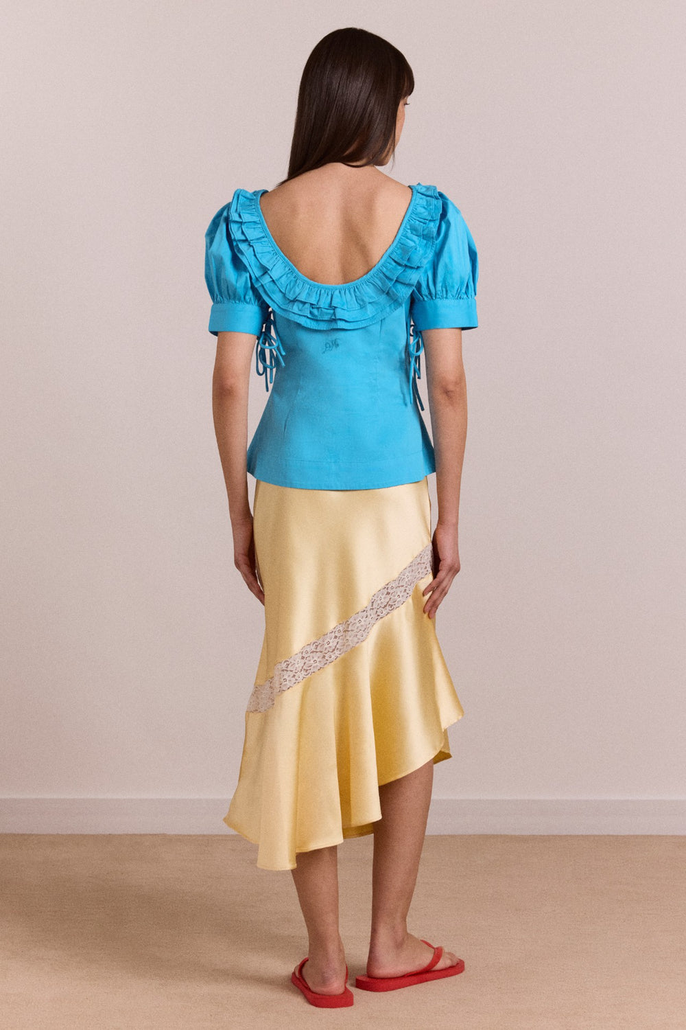 delphia satin midi skirt - butter