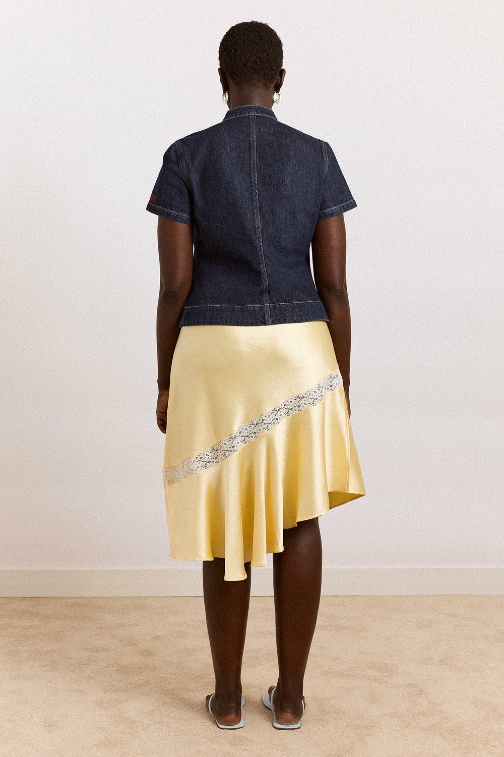 delphia satin midi skirt - butter