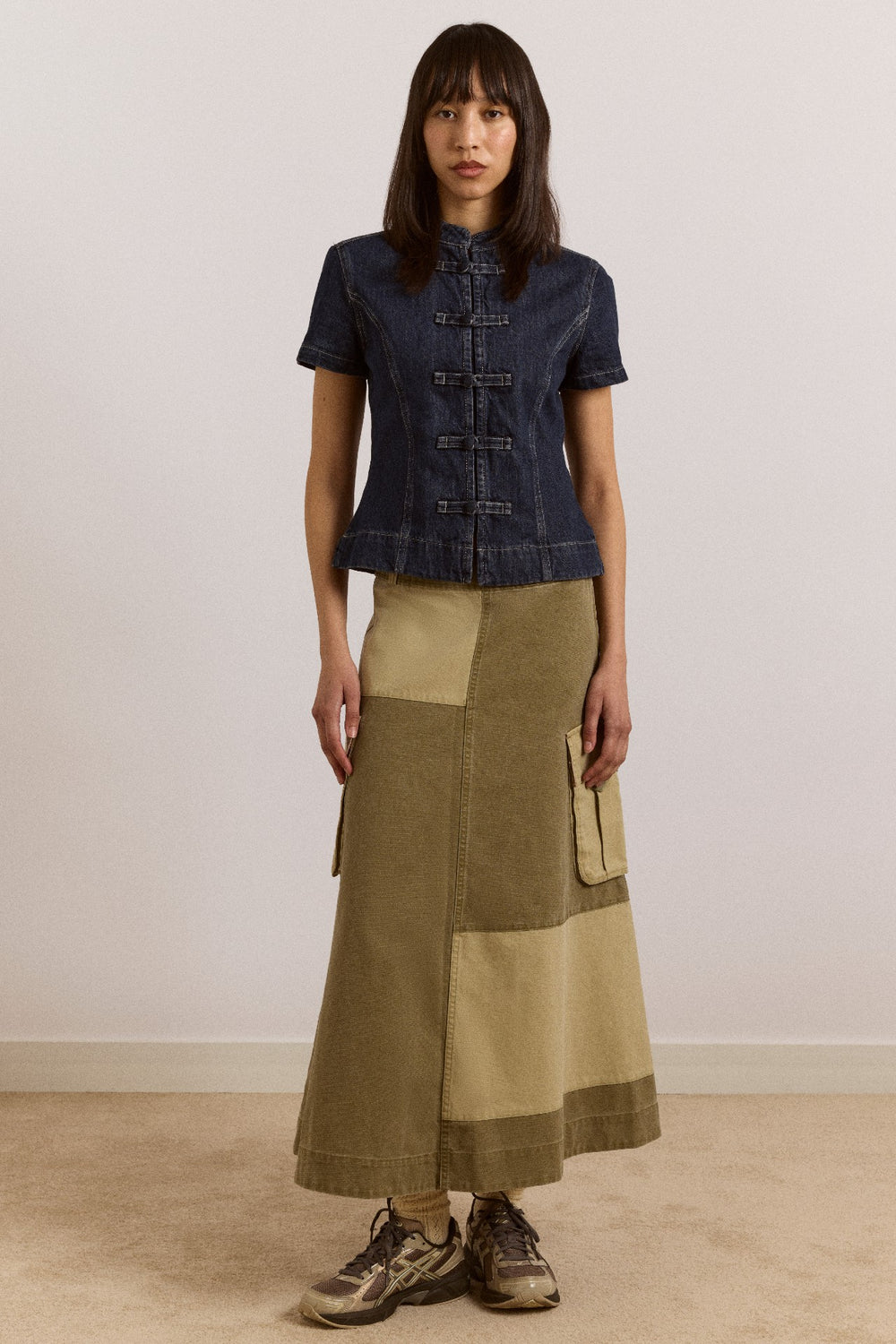 marcelle barn midi skirt - olive