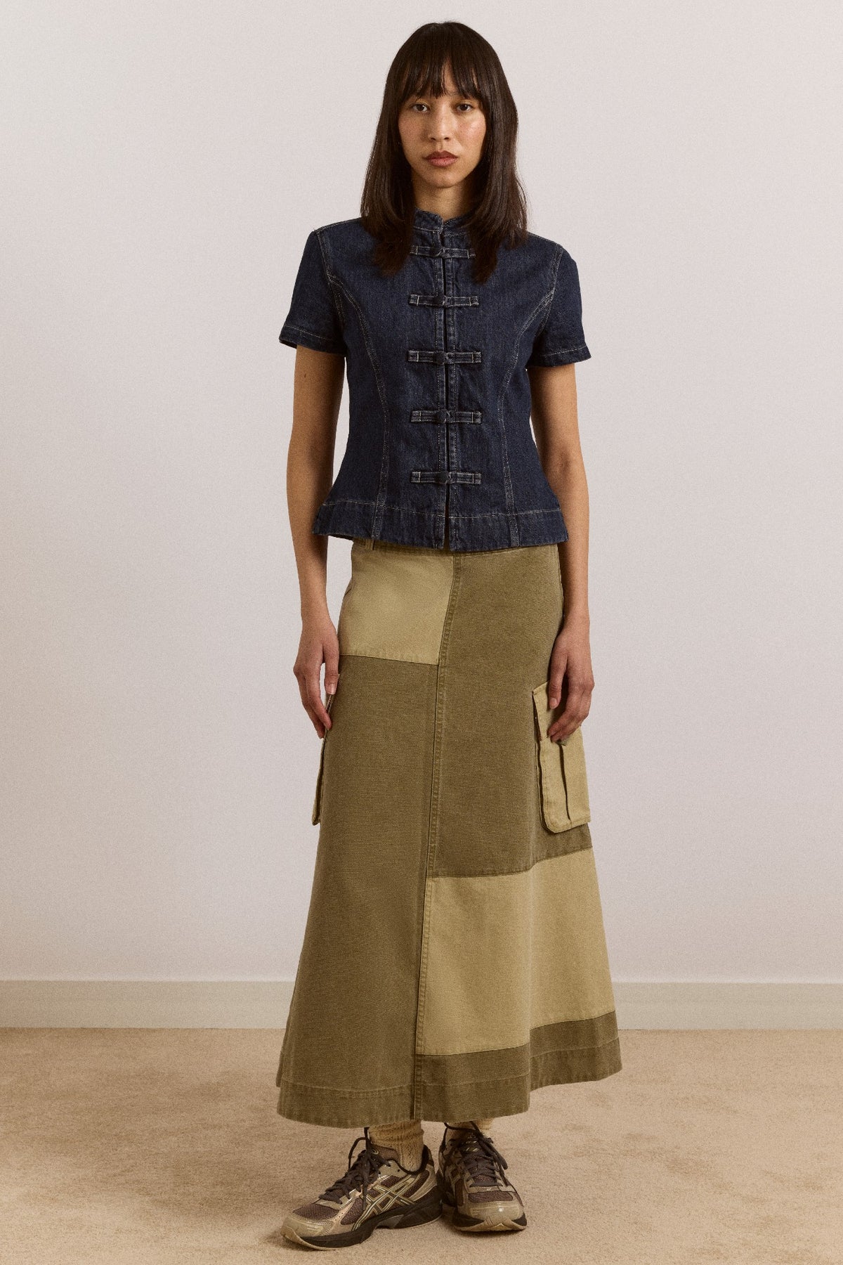 marcelle barn midi skirt - olive