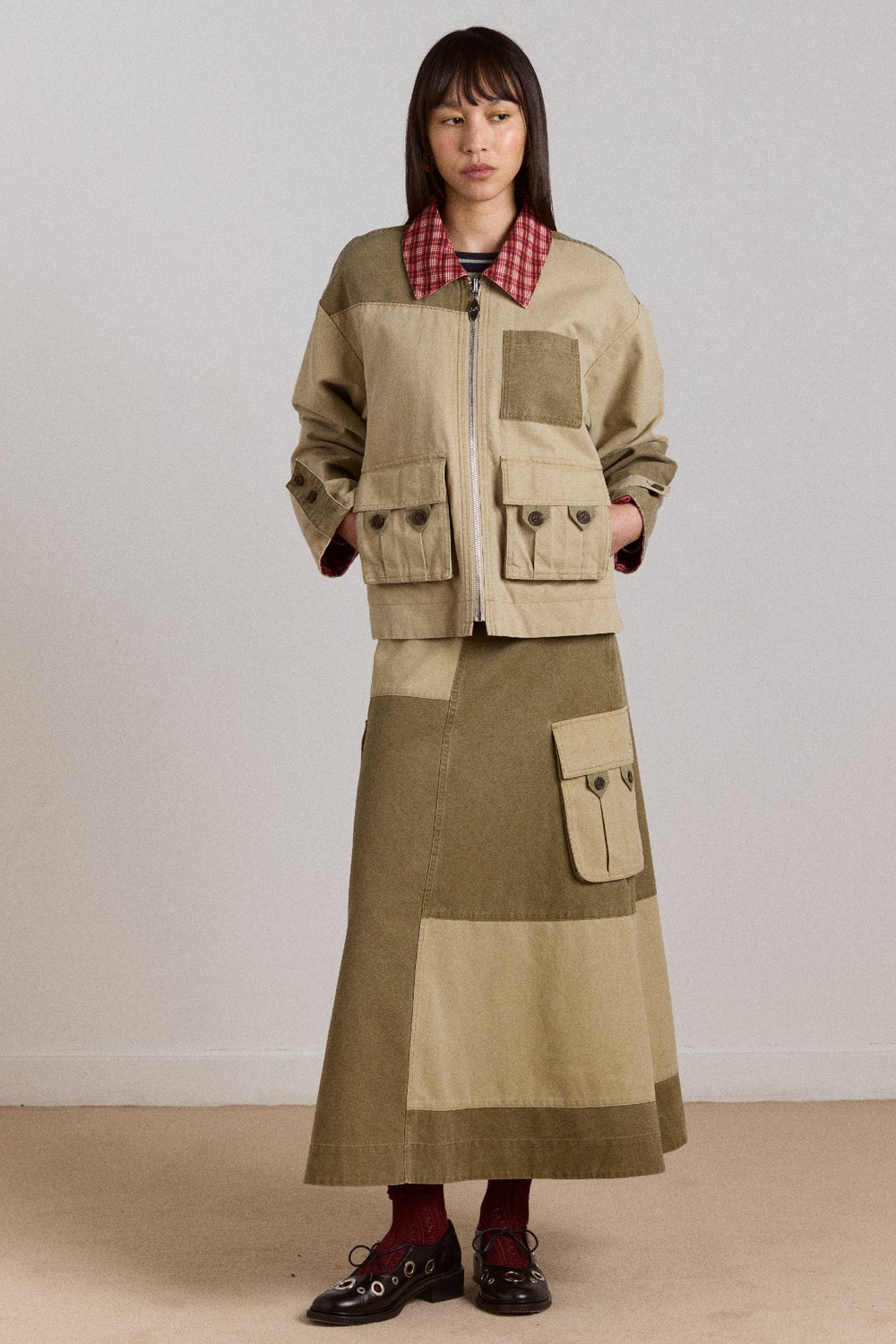 marcelle barn midi skirt - olive