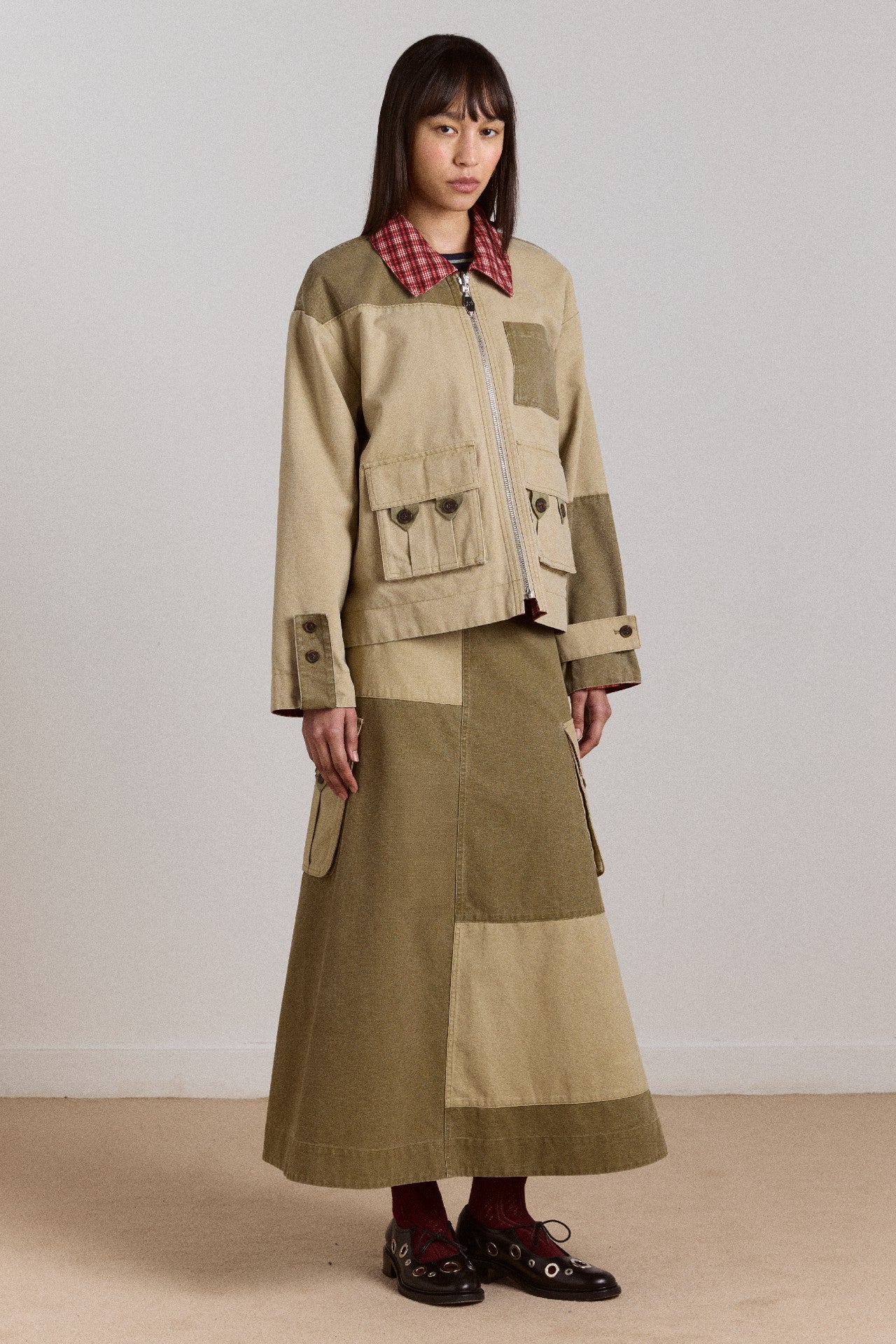 marcelle barn midi skirt - olive