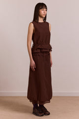 amber double layer midi skirt - choc