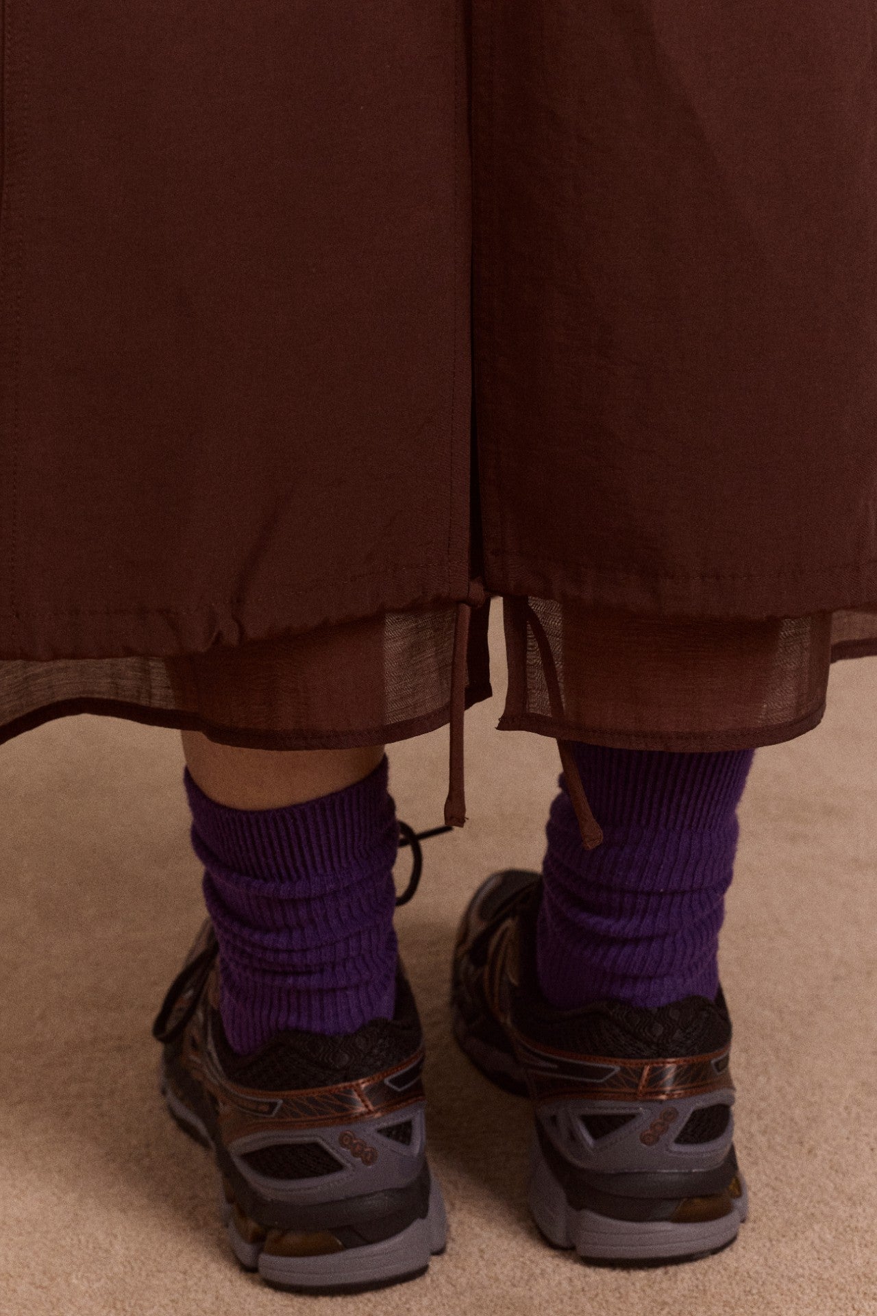 amber double layer midi skirt - choc
