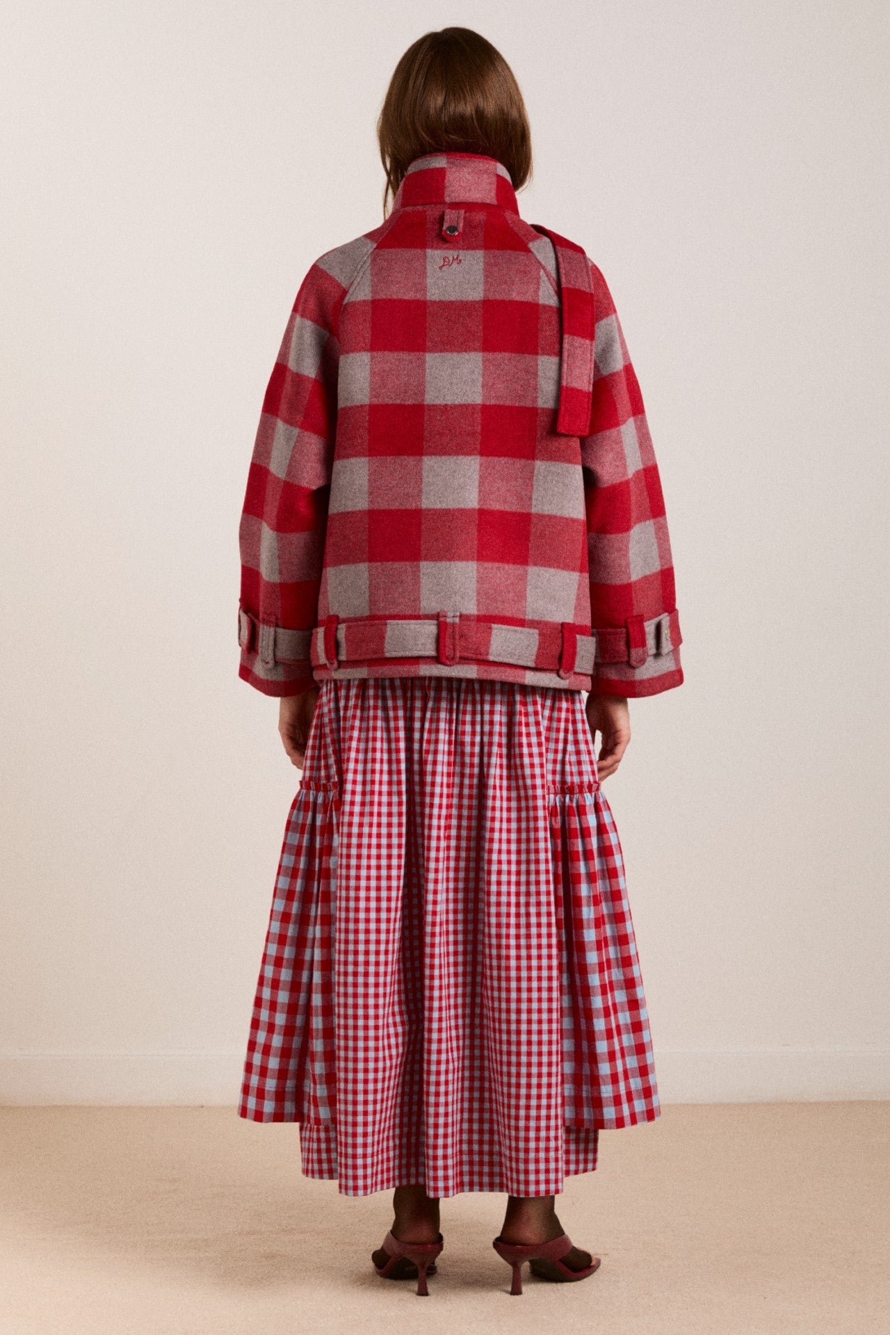 berta midi skirt - blue/red gingham