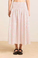 layla skirt - off white and red spot
