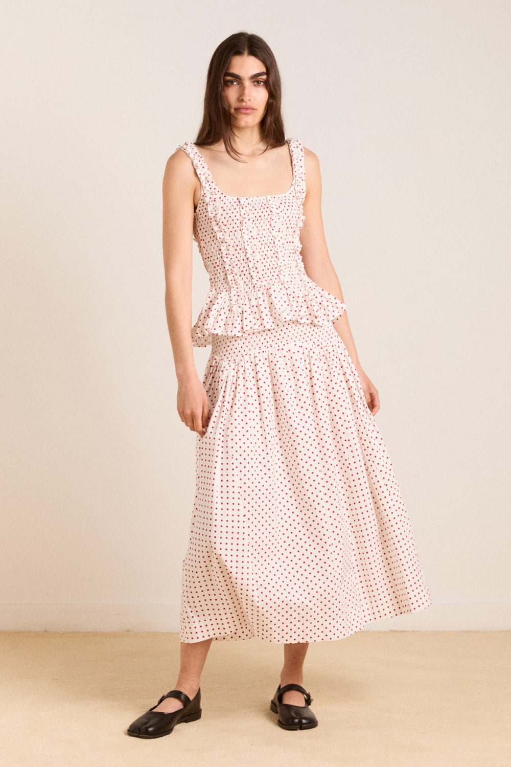 layla skirt - off white and red spot