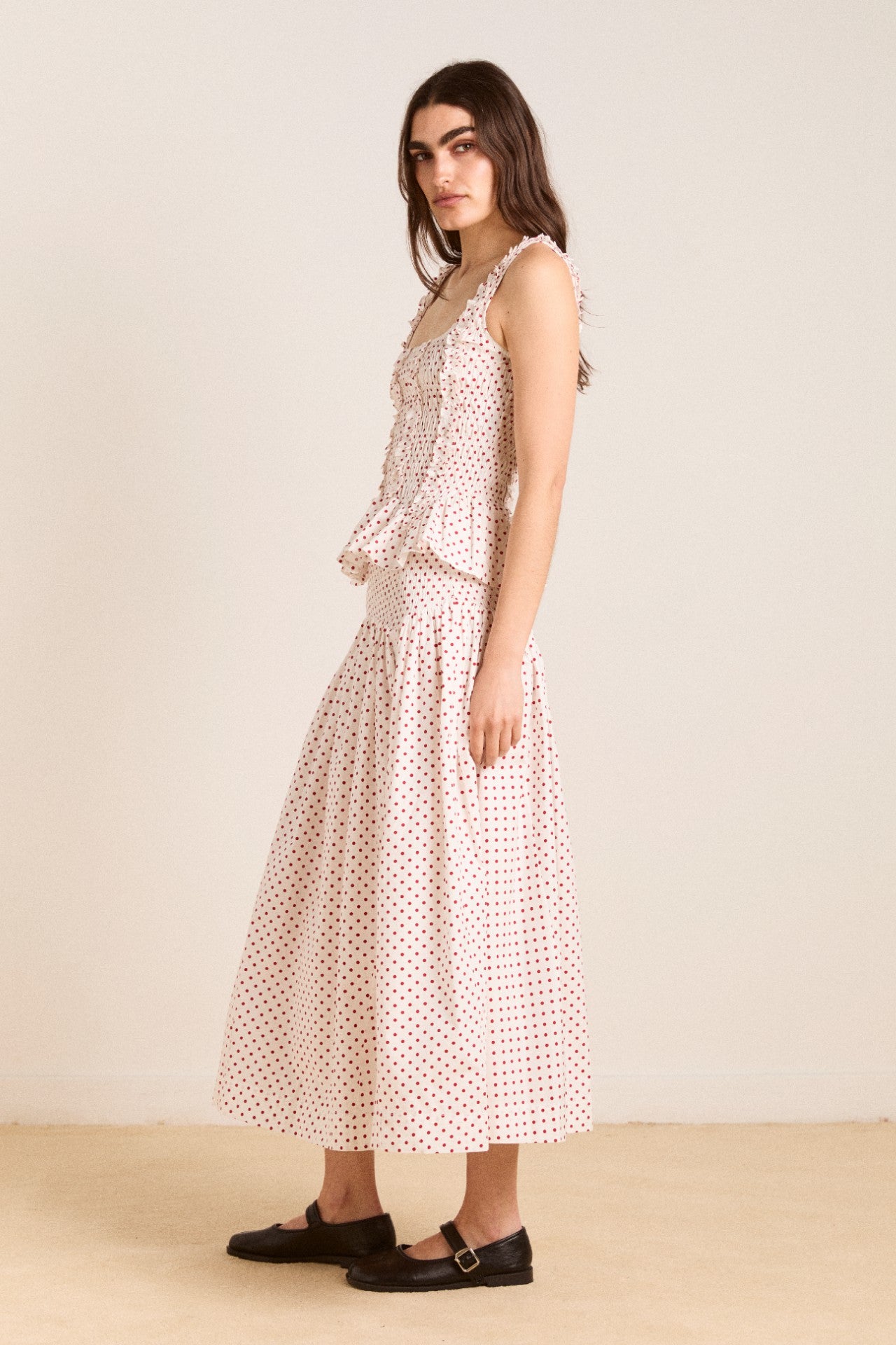 layla skirt - off white and red spot