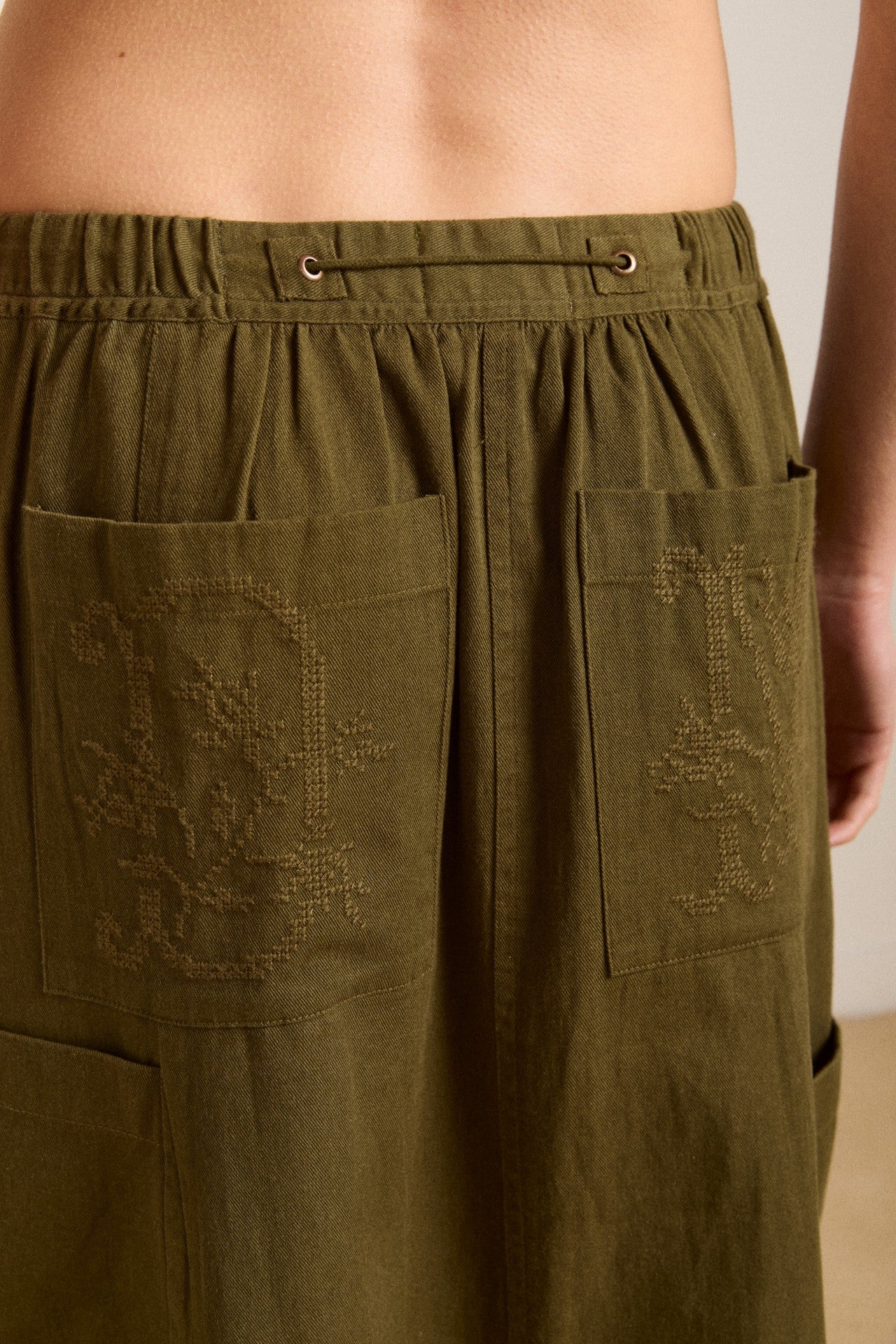 vika utility midi skirt - olive