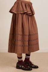 anika eyelet skirt with ruffle belt- tan