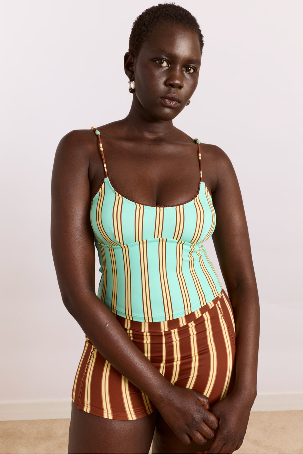 trudi boy short - brown stripe print