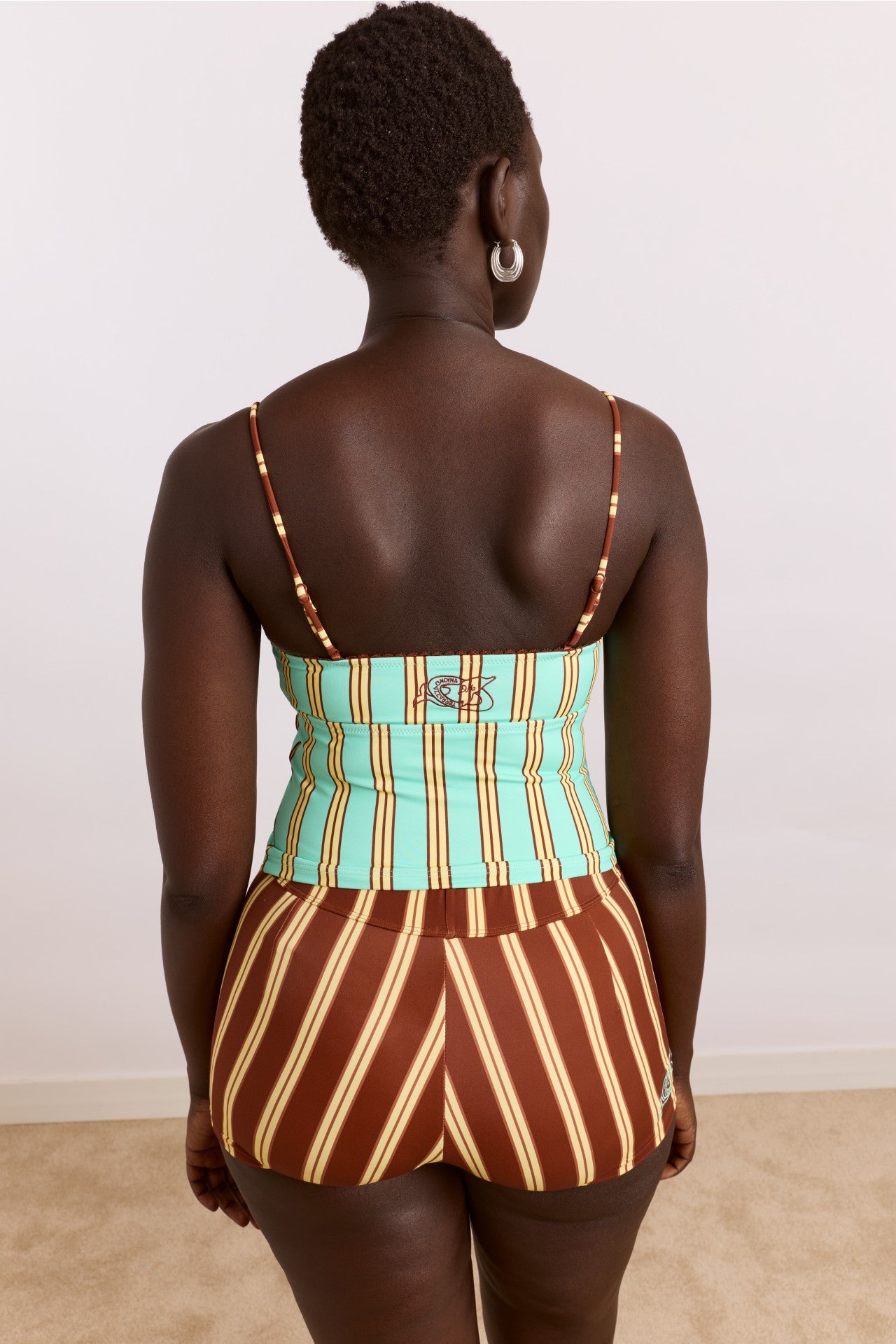 trudi boy short - brown stripe print