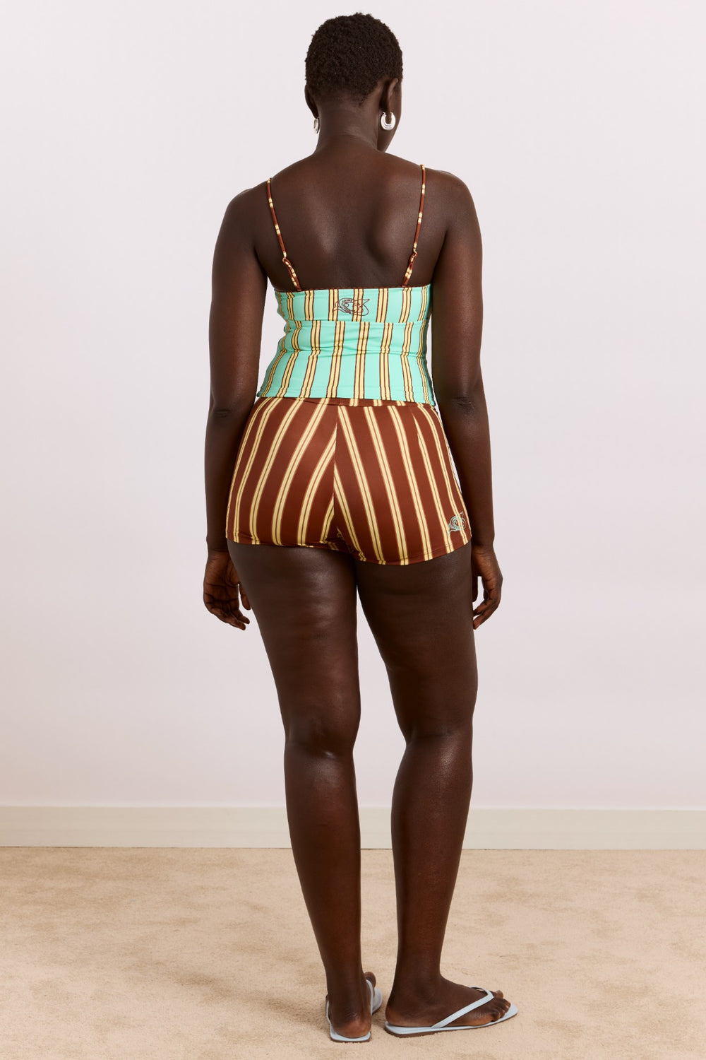 trudi boy short - brown stripe print
