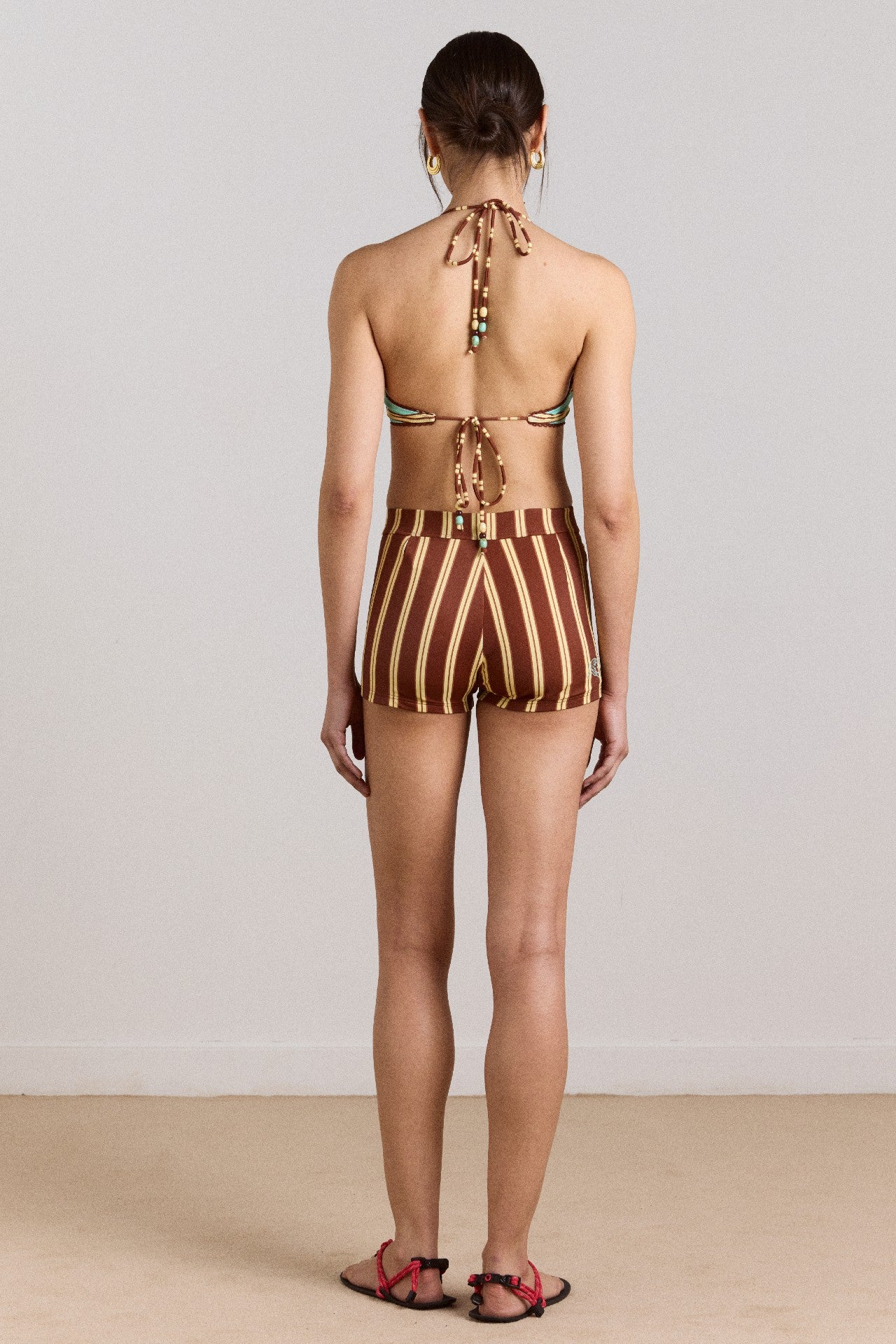 trudi boy short - brown stripe print