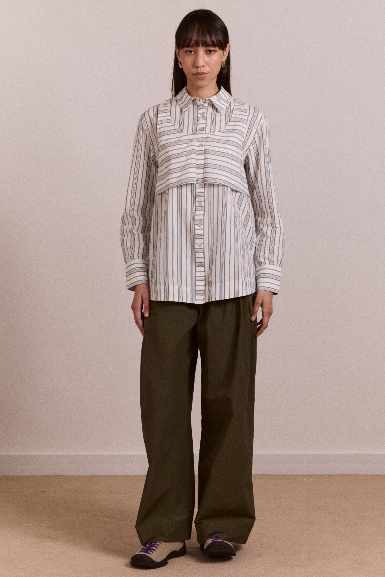 valeria double layer shirt - caraway stripe