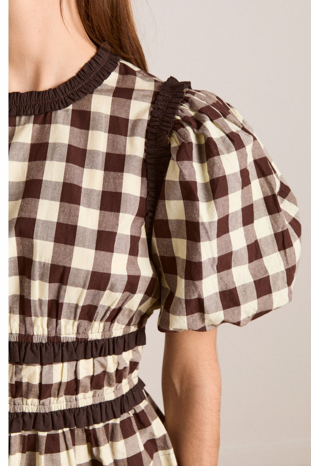 everly ruffle blouse - butter gingham