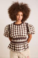 everly ruffle blouse - butter gingham
