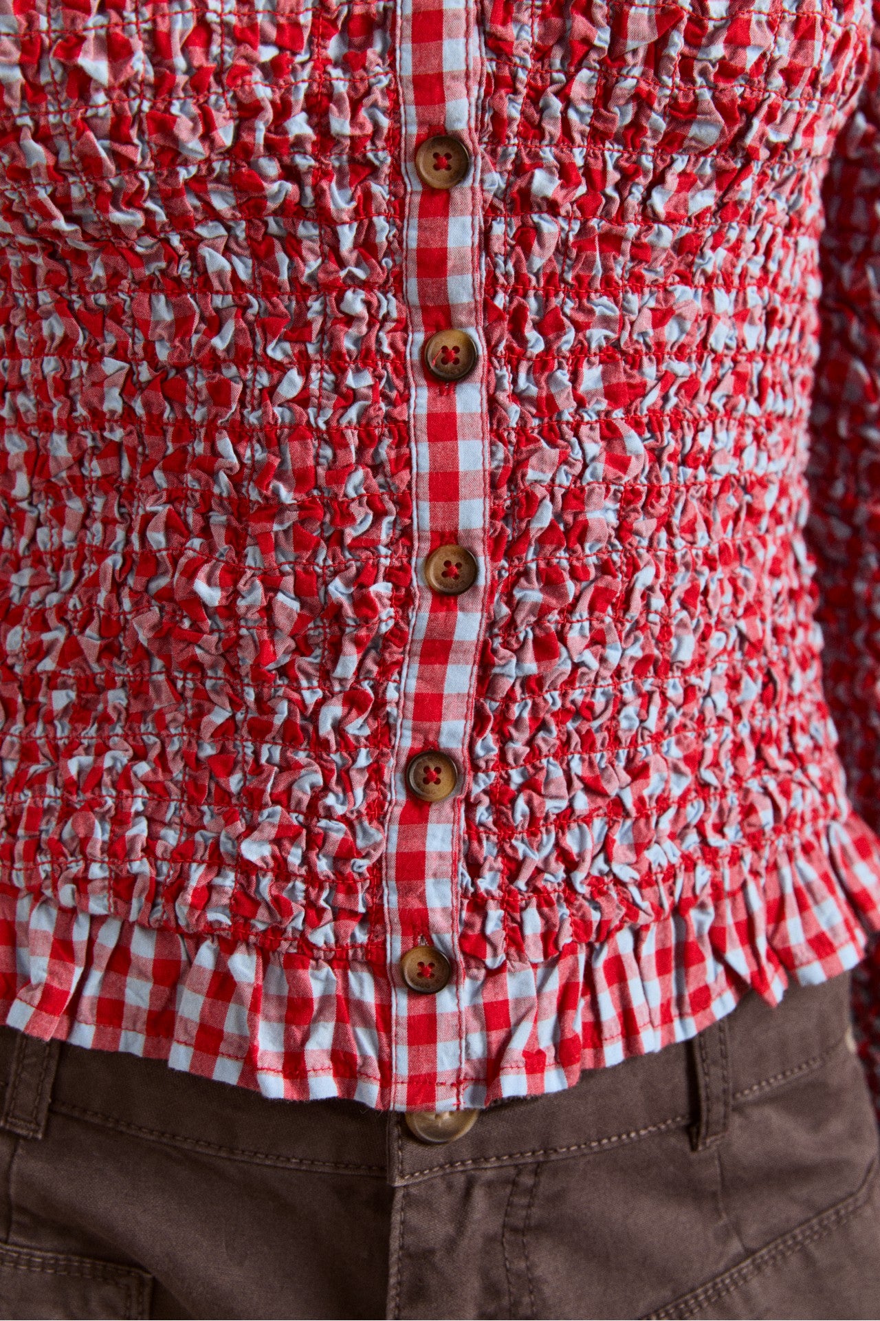elliana smocked cardi - blue & red gingham