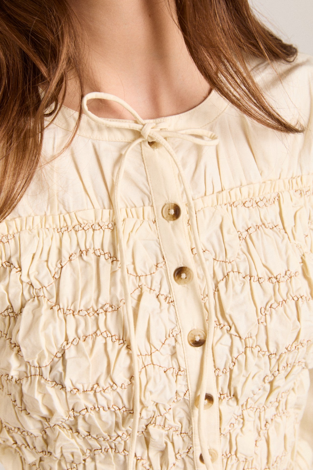 elliana smocked cardi - butter