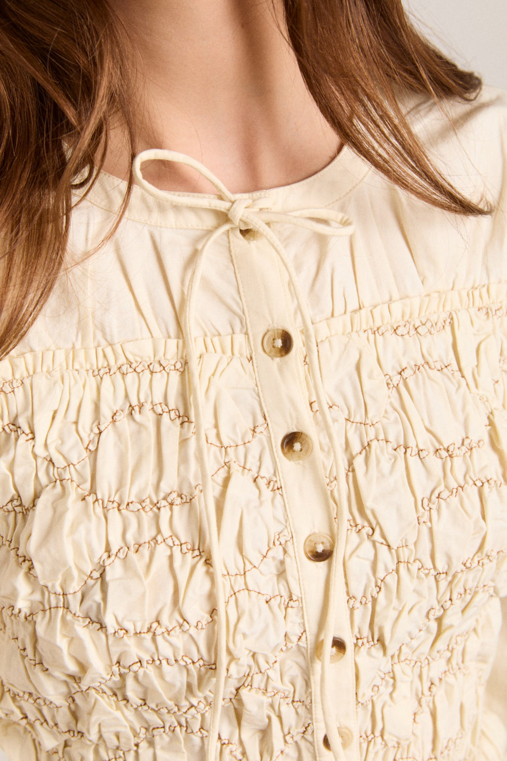 elliana smocked cardi - butter