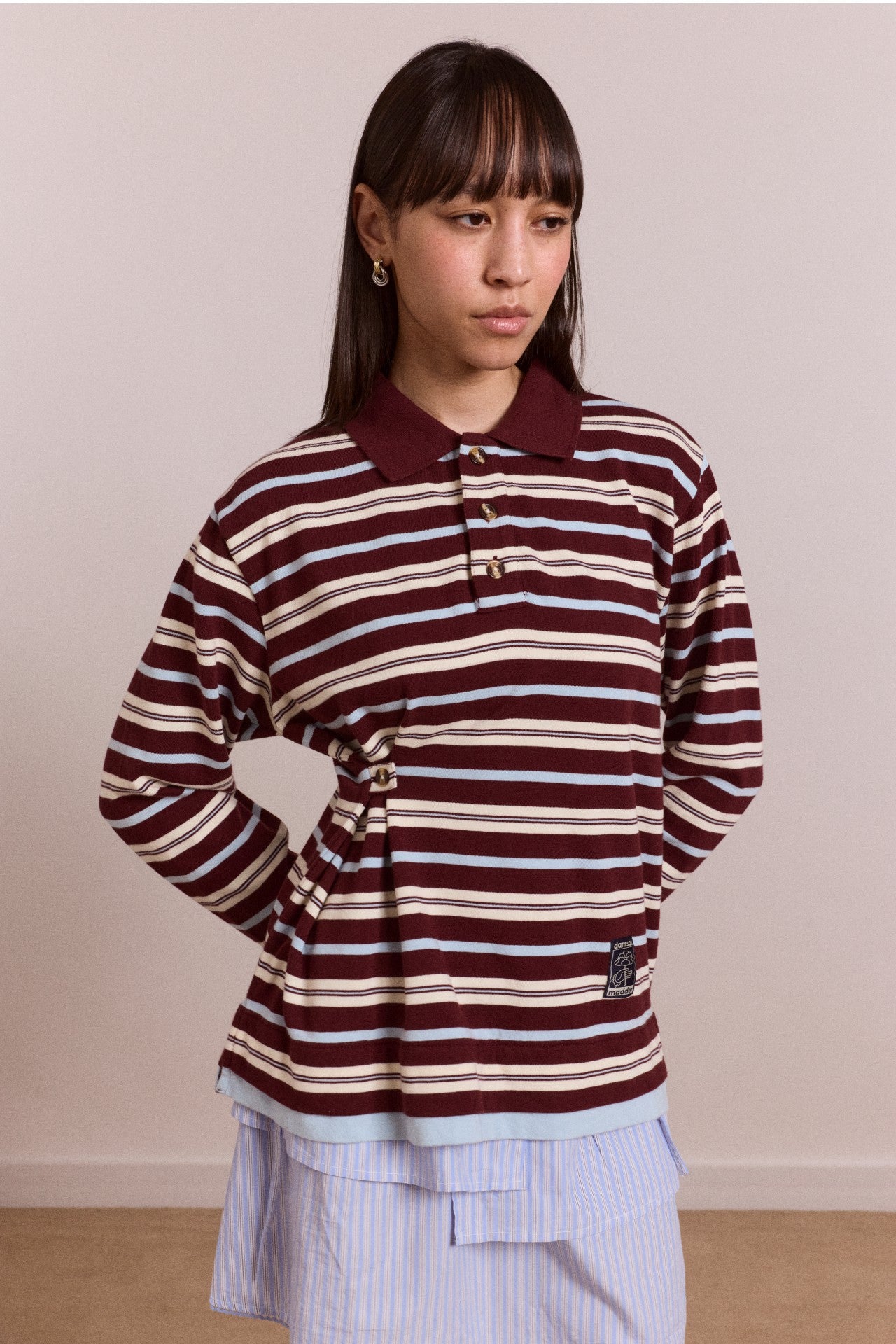 noah cinch layered rugby - choc stripe