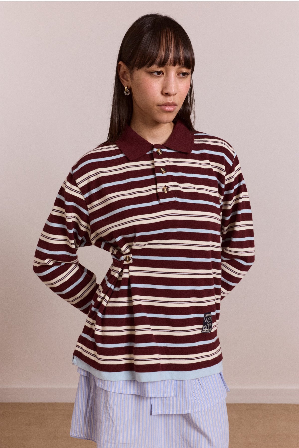 noah cinch layered rugby - choc stripe