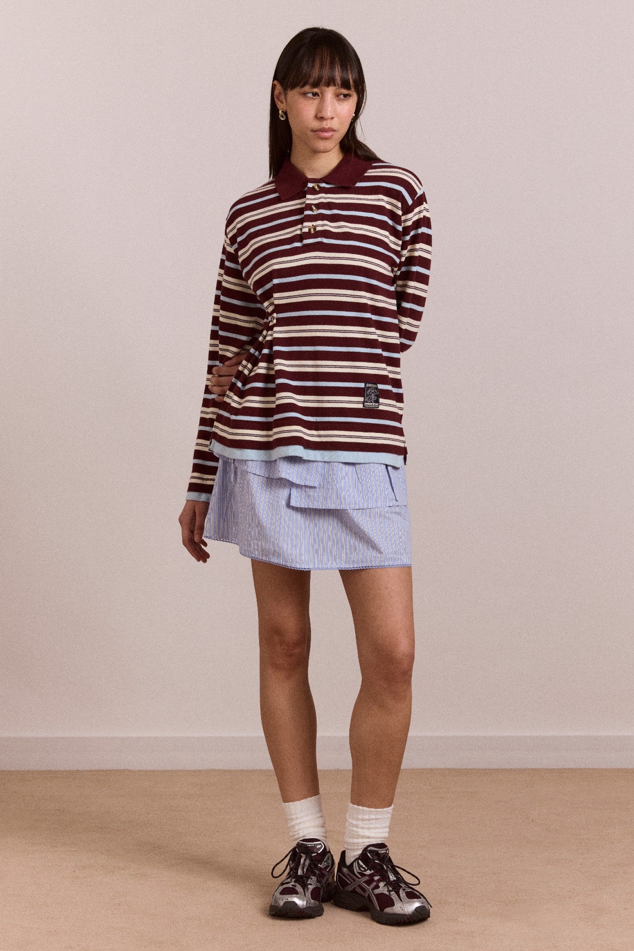 noah cinch layered rugby - choc stripe