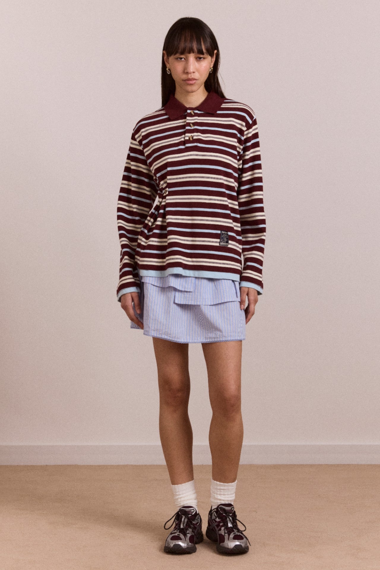 noah cinch layered rugby - choc stripe