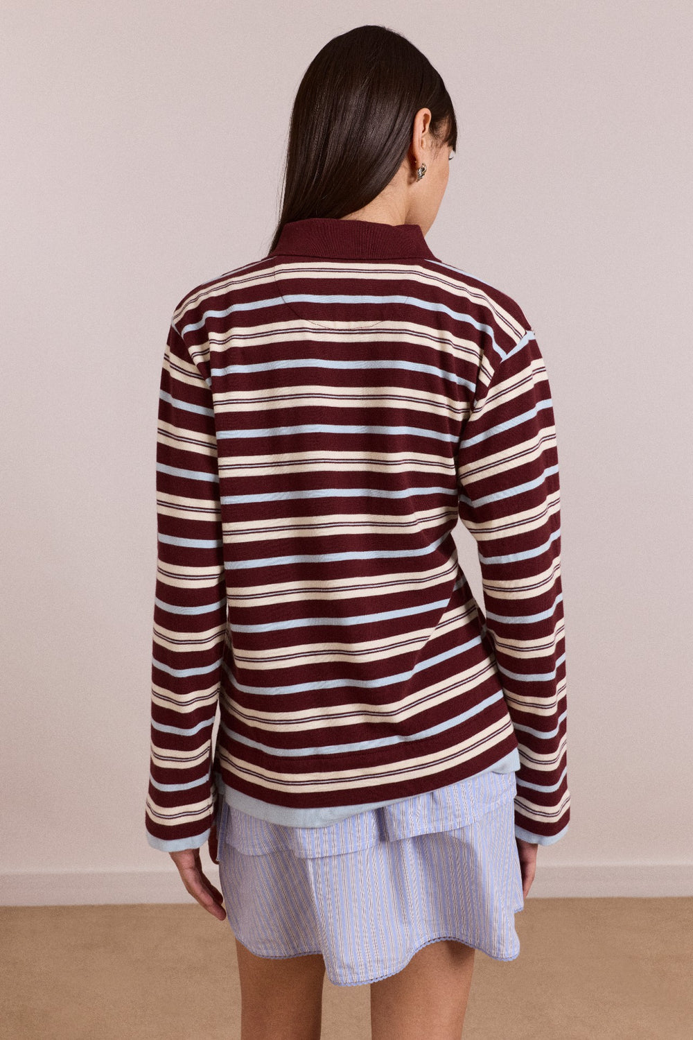 noah cinch layered rugby - choc stripe