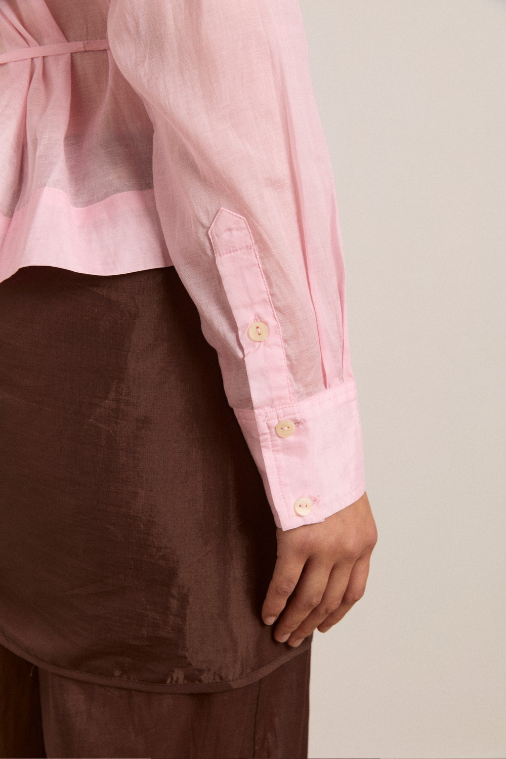 wendy long sleeve sheer blouse - pale pink