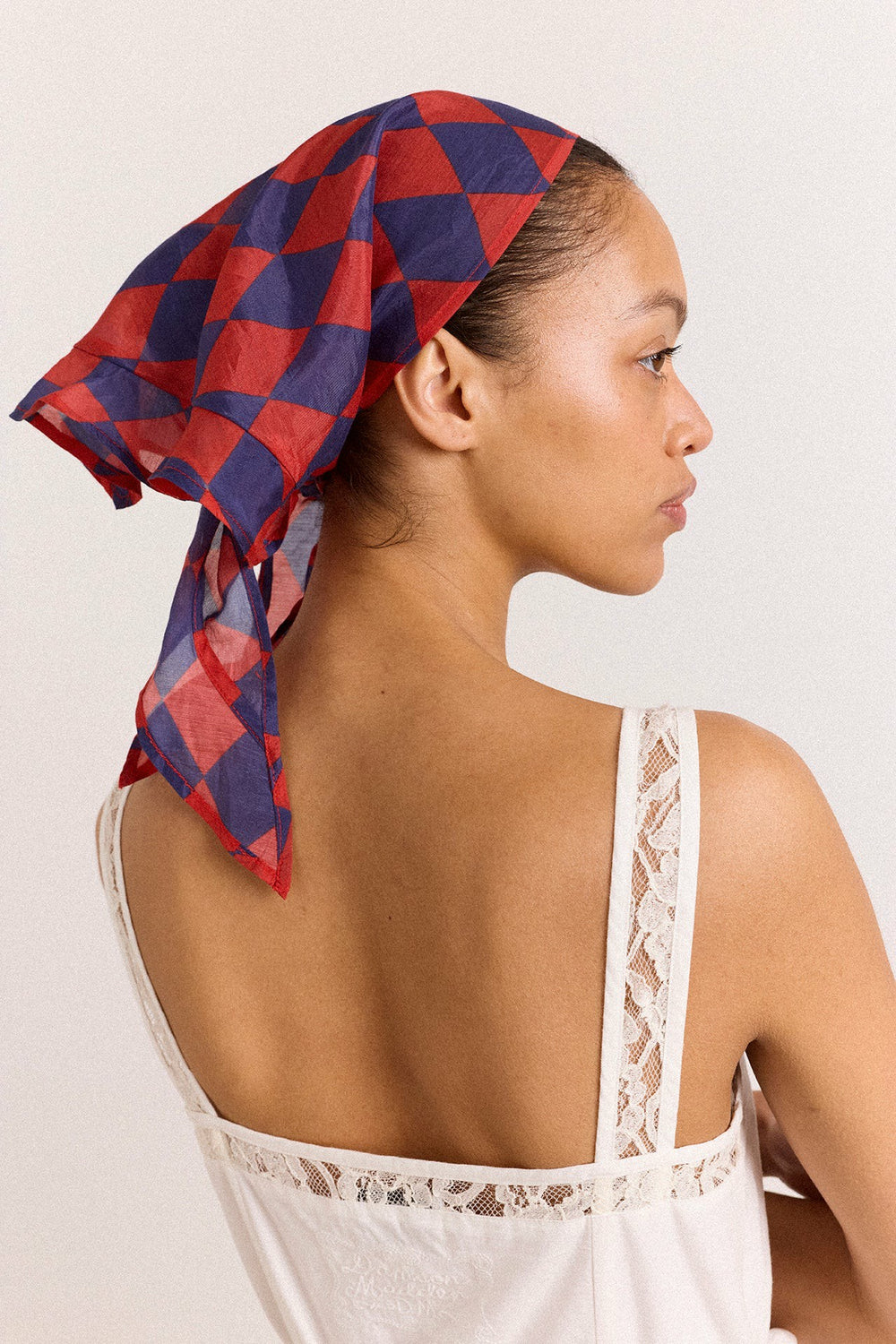 frill edge headscarf - harlequin